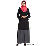 A-Line Frill Abaya- Black-Grey